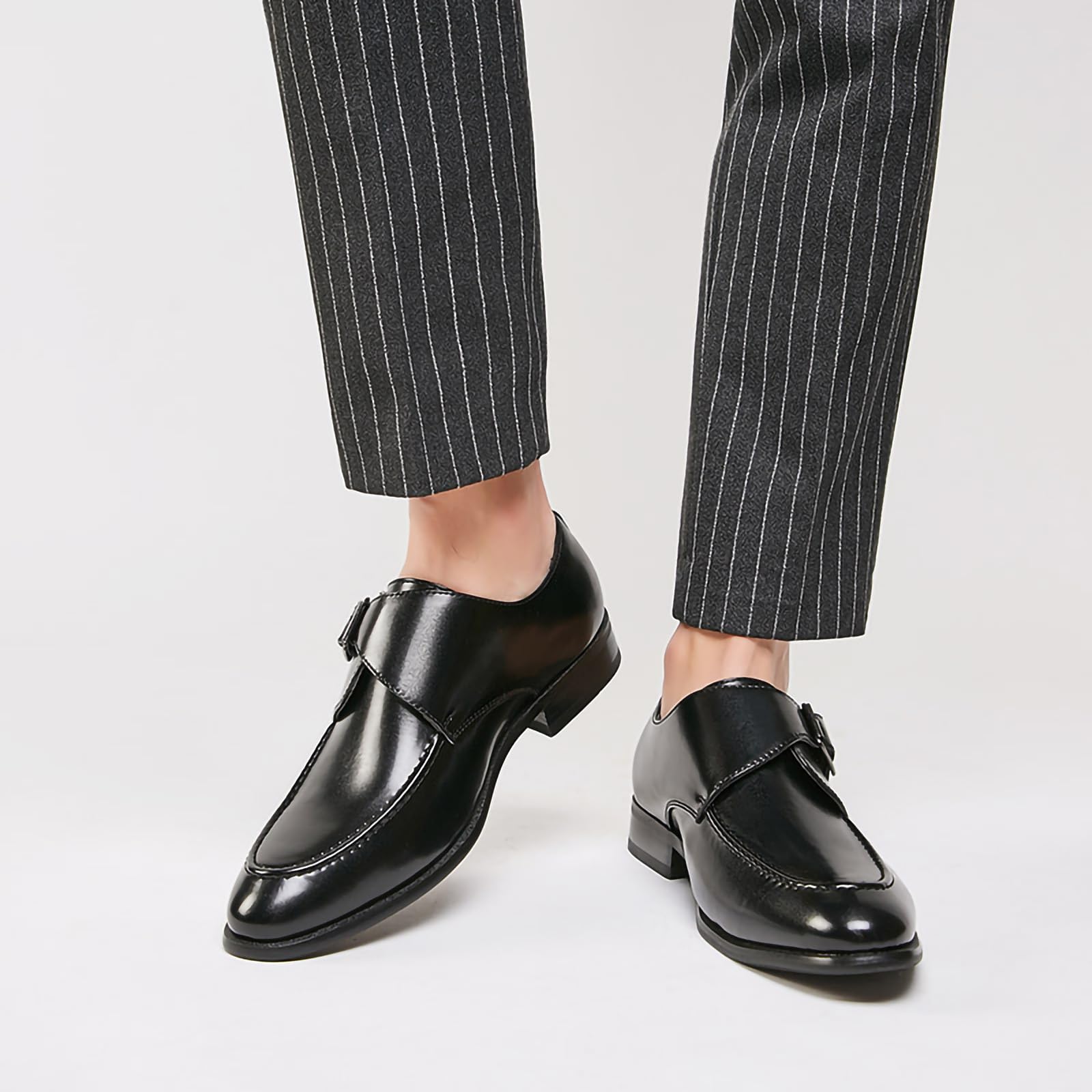 Mens Monk Strap Slip On Mocassini Casual Scarpe da Sera Elegante e Comfort Scarpe Wrok in Pelle PU Scarpe Tacco Basso Scarpe Formali per Gli Uomini