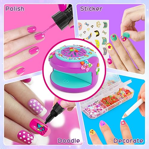 Miniatura 4 de BATTOP Kit de arte de uñas para niñas de 7 a 12 años con secador de uñas y bolígrafo de esmalte de uñas 2 en 1 a base de agua, decoración 3D,