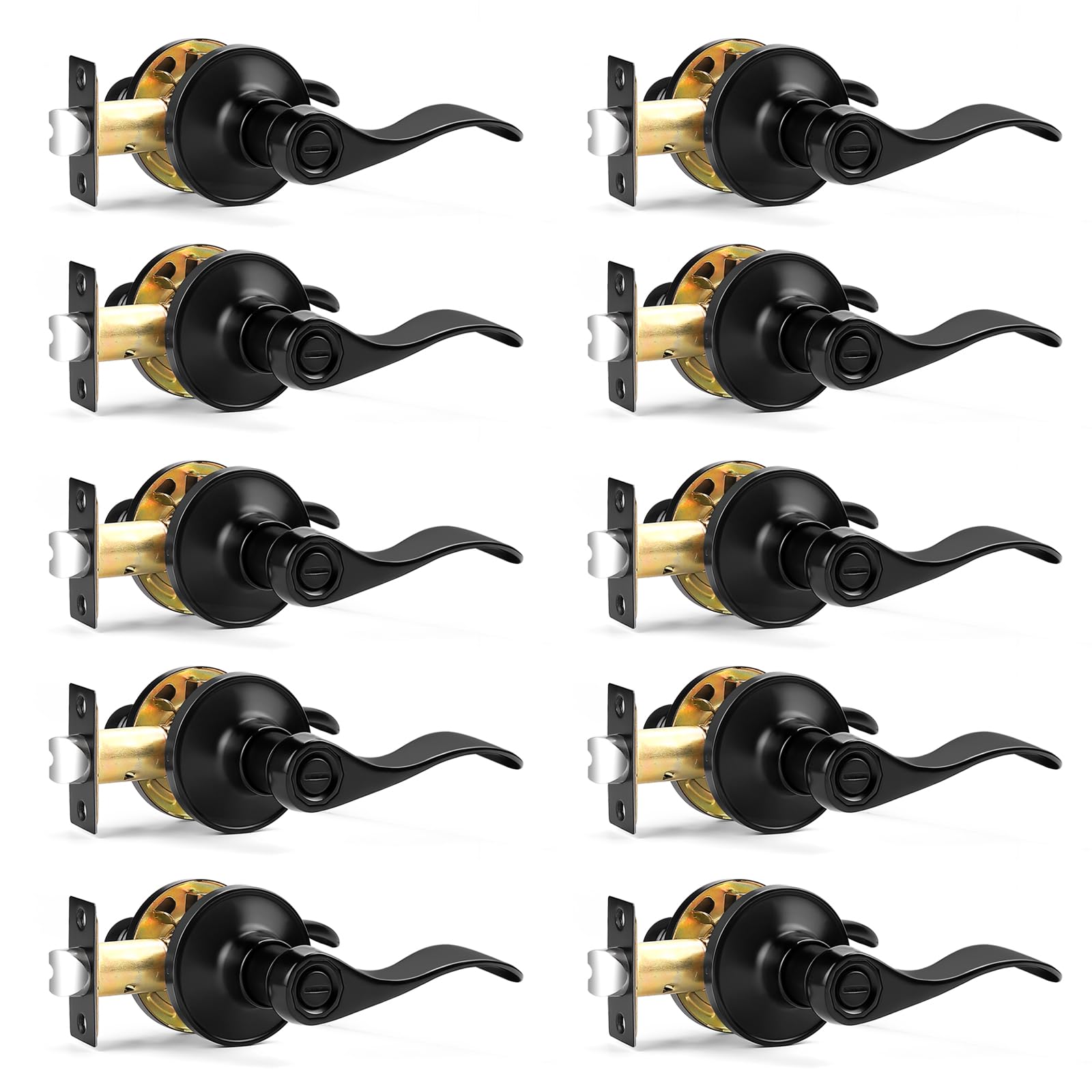 Boutons de porte intérieur noir Probrico serrure de confidentialité pour chambre et bain