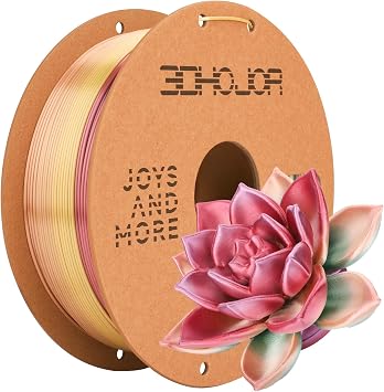 3DHoJor Silk PLA 3D Printer Filament 1.75mm Silk Shiny Fast Gradient Color Change Rainbow Multicolor PLA Filament 1kg 2.2lbs /Spool for FDM 3D Printers-Tulipa