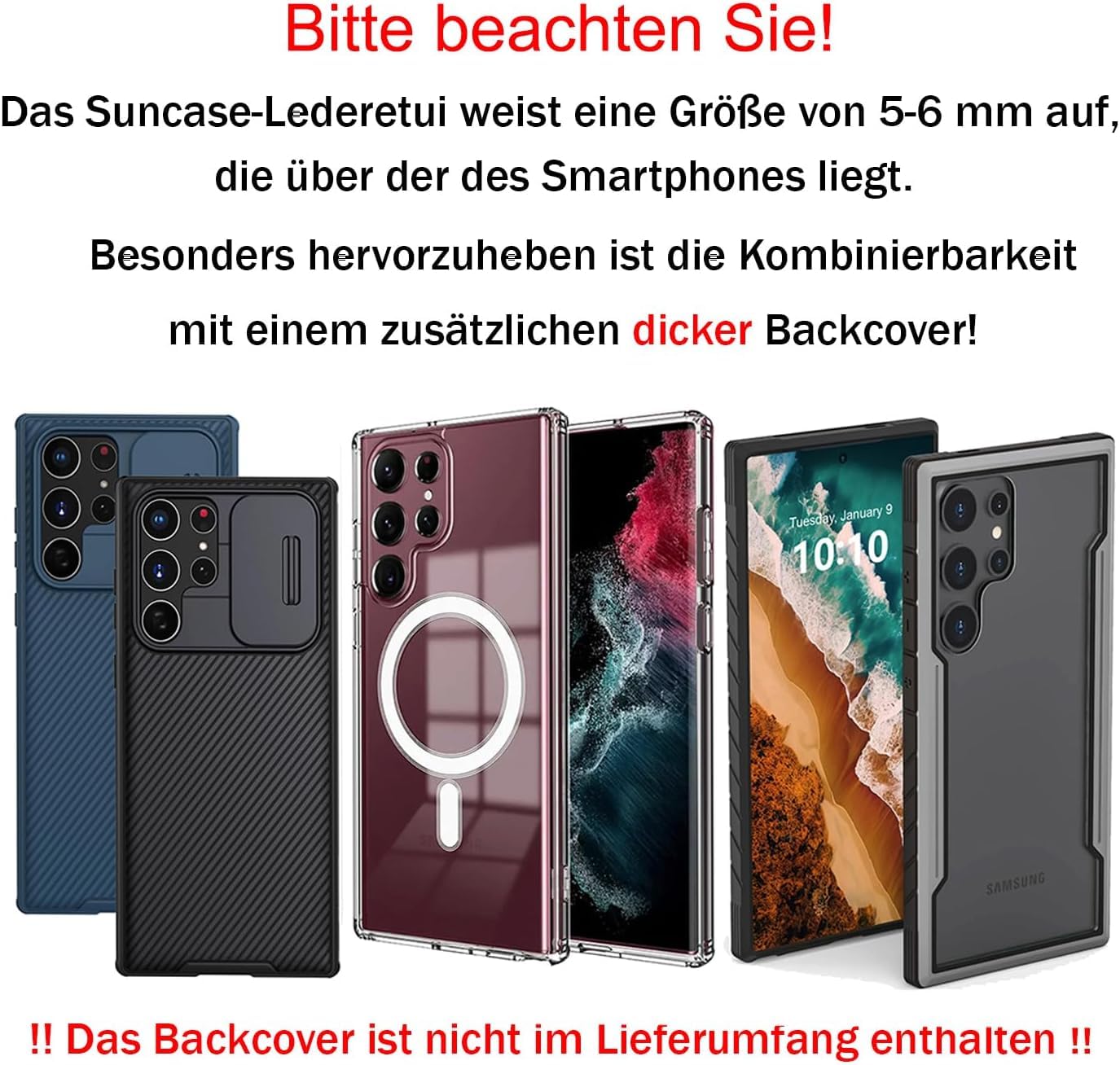 Suncase Ledertasche kompatibel mit Samsung Galaxy S26 Ultra 5G Hülle Stecketui Innenmaße: 169 x 82 x 15 mm (Geeignet für Dicke Bumper/Backcover Modelle) in antik-lila