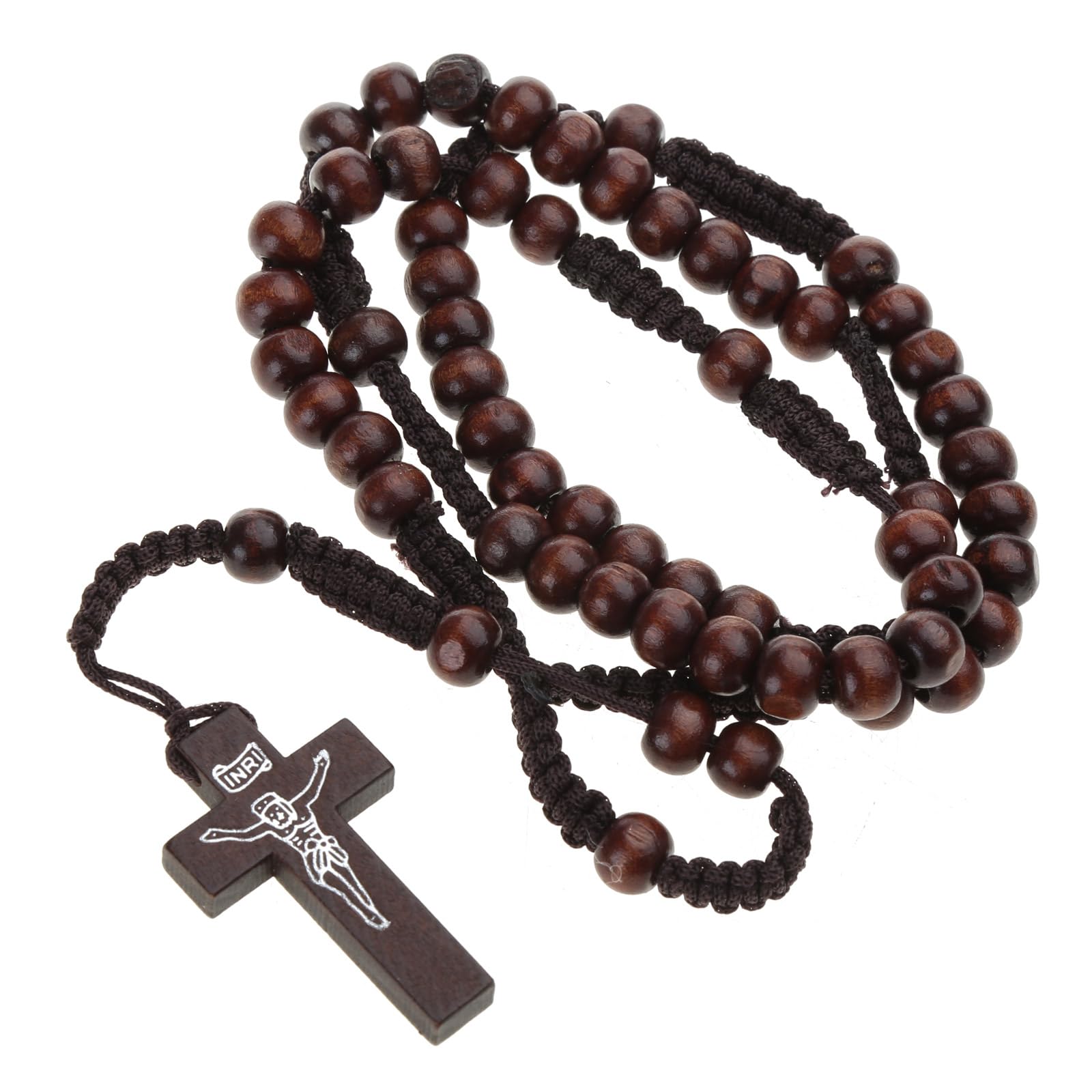 GMBYLBY Wood Beads Rosary Necklace Holy Jewelry Charm Ornaments For Birthday Wedding Festival Party Decorations