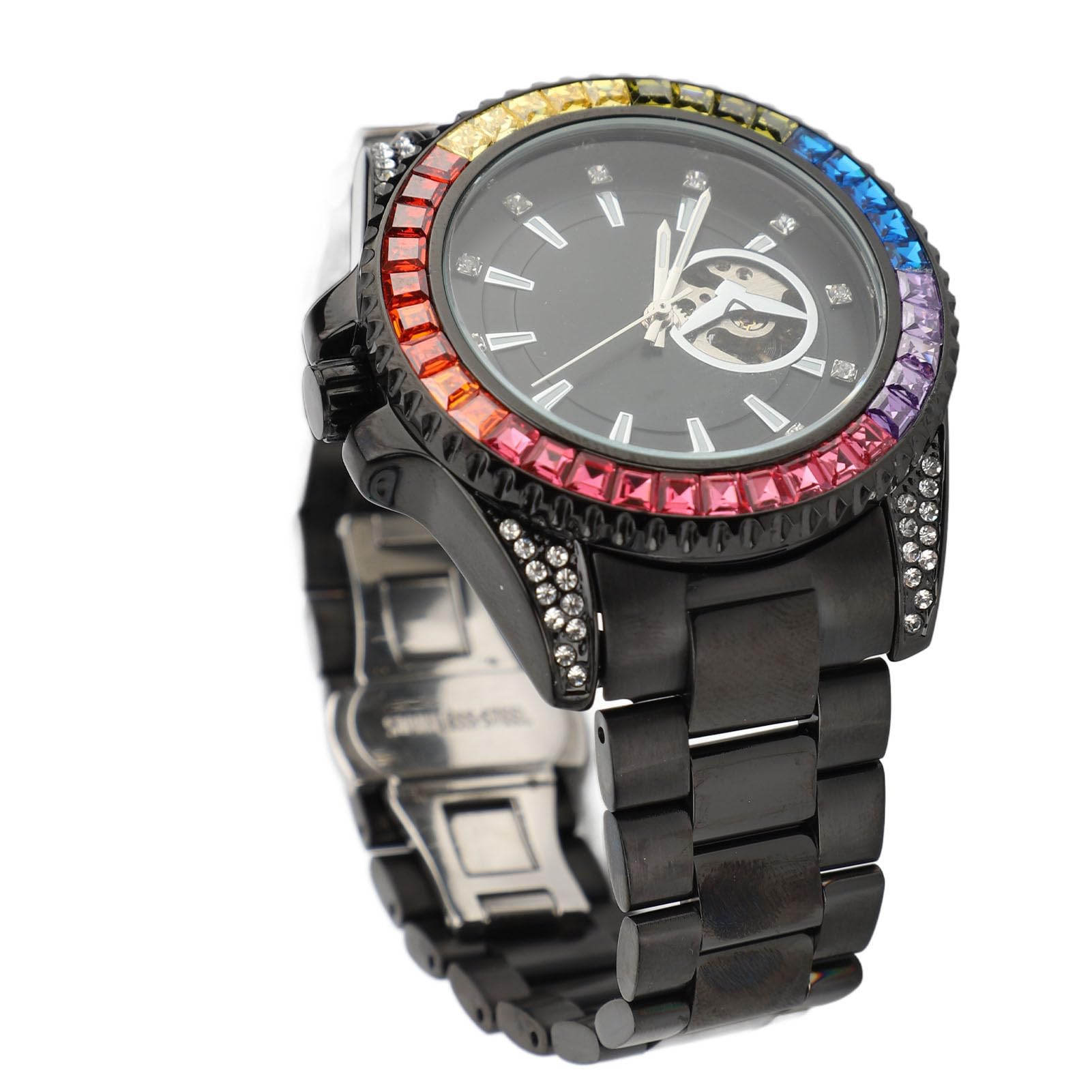 Domary Automatische Mechanische Uhr für Herren, Edelstahl, Leuchtende