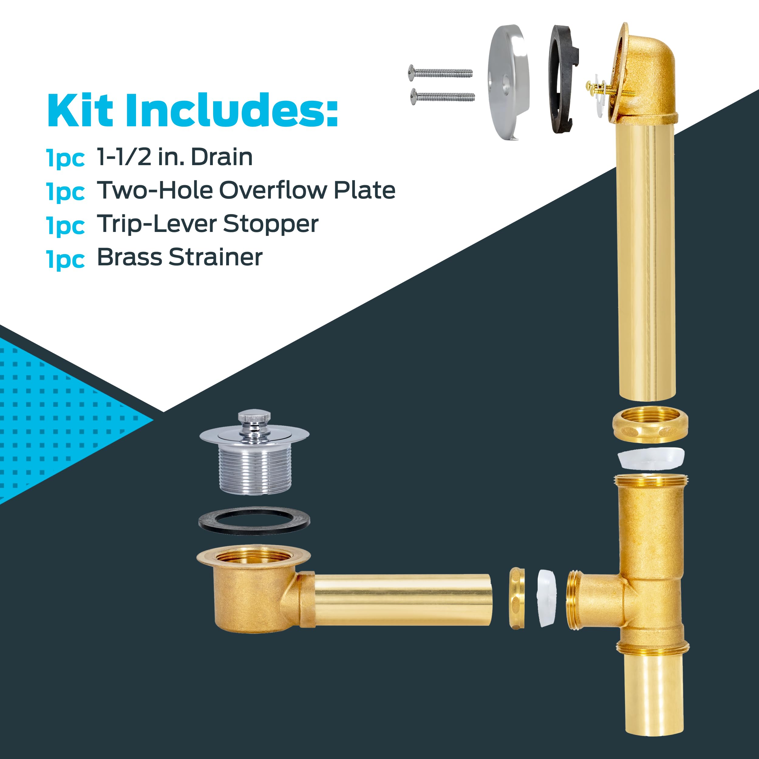 Amazon.com: EZ-FLO 1-1/2 Inch Lift and Lock Two-Hole Bath