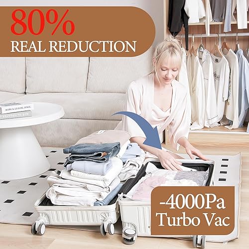 Miniatura 9 de Bolsas de sellado al vacío para ropa, paquete de 16 bolsas de almacenamiento al vacío con bomba de aire inalámbrica recargable (4J+4L+4M+4S), bolsas