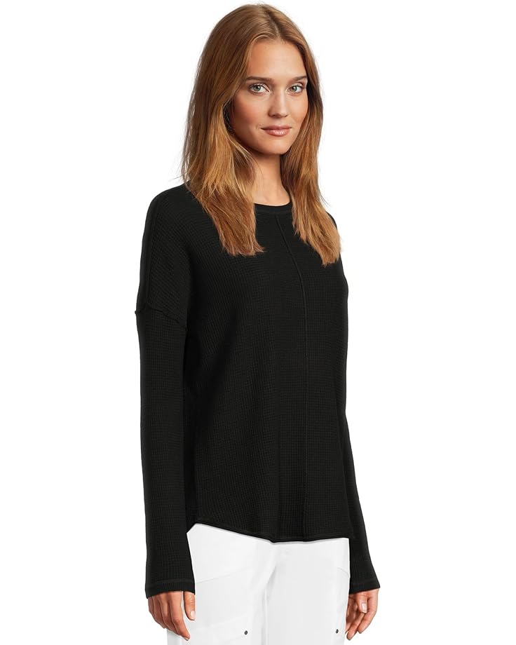 Elliott Lauren Cotton Cashmere - Round Neck Waffle Stitch Drop Shoulder Long Sleeve Sweater - #2 of 5