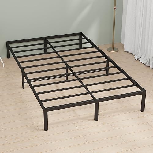 Musen Marco de cama Queen - Marco de cama de metal duradero, plataforma sin ruido con almacenamiento, marco de cama tamaño Queen antideslizante,