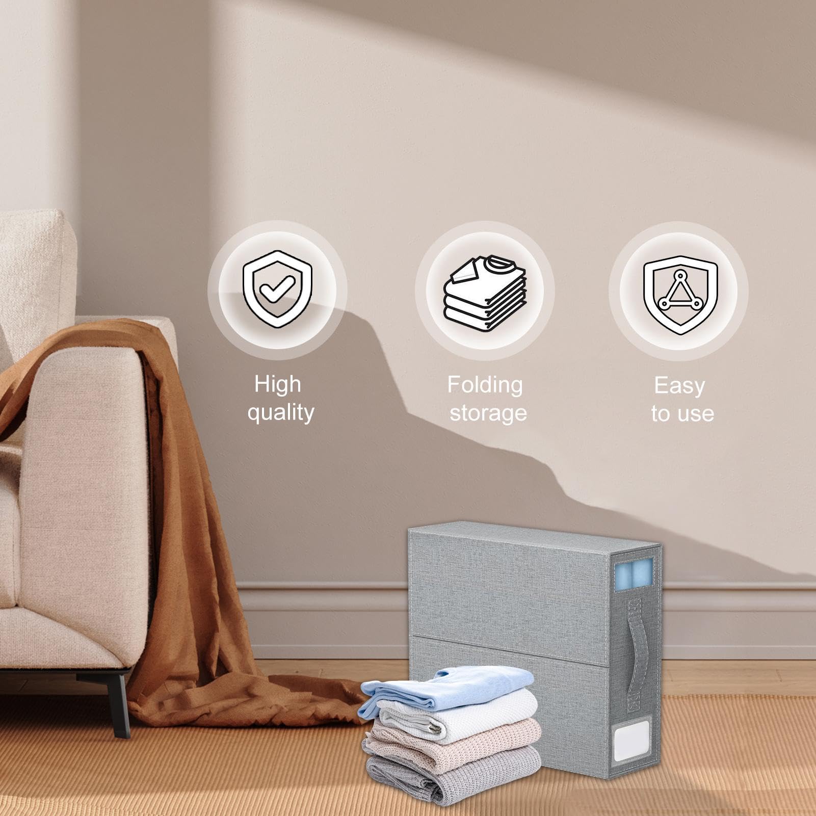3/9 -Organizer – -Behälter – Aufbewahrungsbehälter für | , platzsparende Stoffbehälter unter dem Bett, für Bettbezüge, Kissenbezüge und , 38,35 x 11,18 x 32,77 cm
