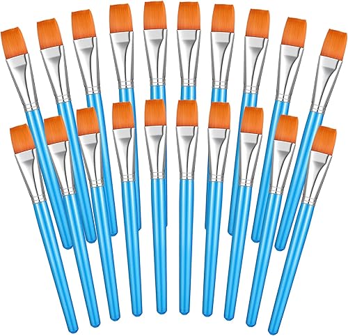 Pinceles planos de pintura acrílica de acuarela, pincel de nailon sintético para el pelo, 1 pulgada, pincel de pintura de artista para detalles,