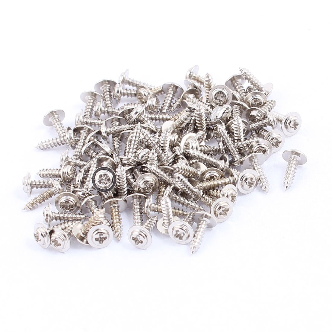 uxcell 100pcs 8x2mm Stainless Steel Self Tapping Screw Phillips Head with Washer