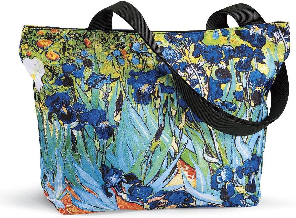 Iris Garden Tote Bag for Women, Shoulder Bag with Top Zipper Closure, Lightweight, Reusable