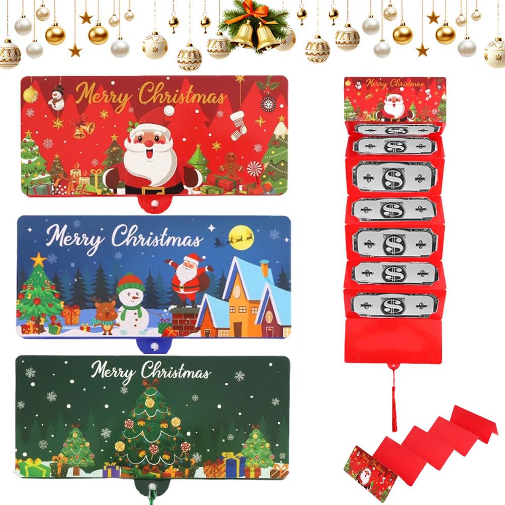 Christmas Cash Gift Envelope 10 Slots, Christmas Money Holders for Cash