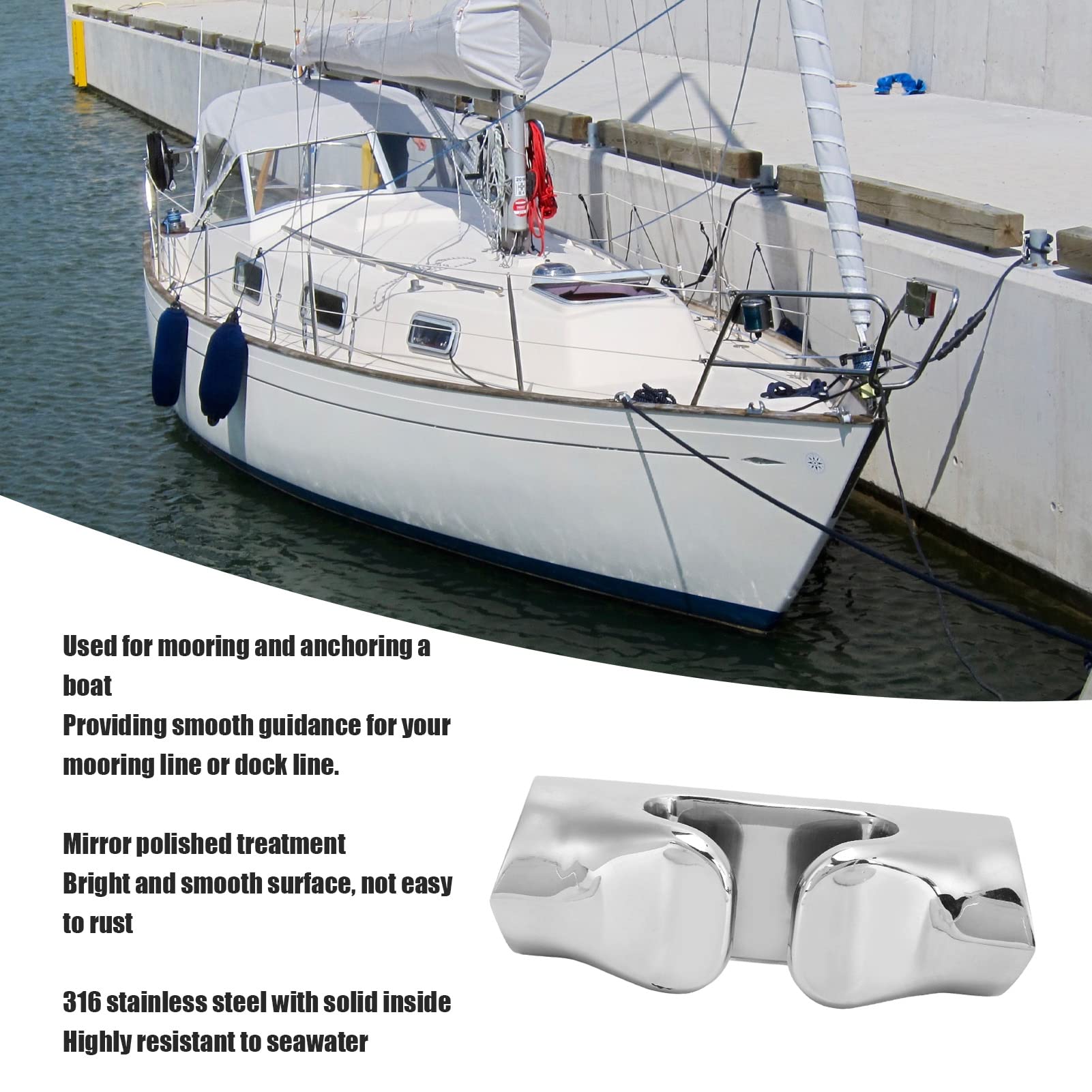 Passacavo di Prua per Barca in Acciaio Inox 316 lucidato a Specchio, Resistente, 5,8 Pollici, Installazione Senza Foratura e Saldatura, per imbarcazioni, Yacht e Barche a Vela.