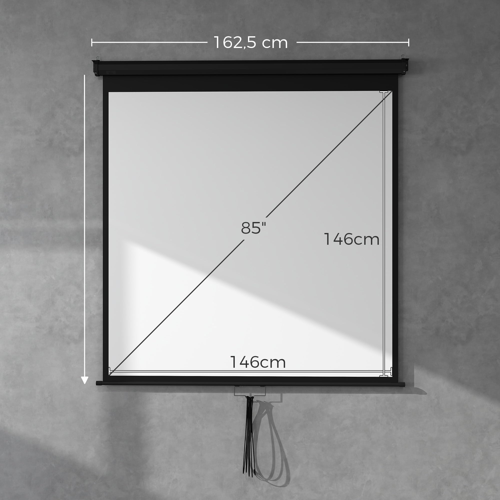 HOMCOM Schermo per proiettore, 152 x 152 cm, 85 pollici, 1:1, HD, 4K, per home theatre e presentazioni in ufficio