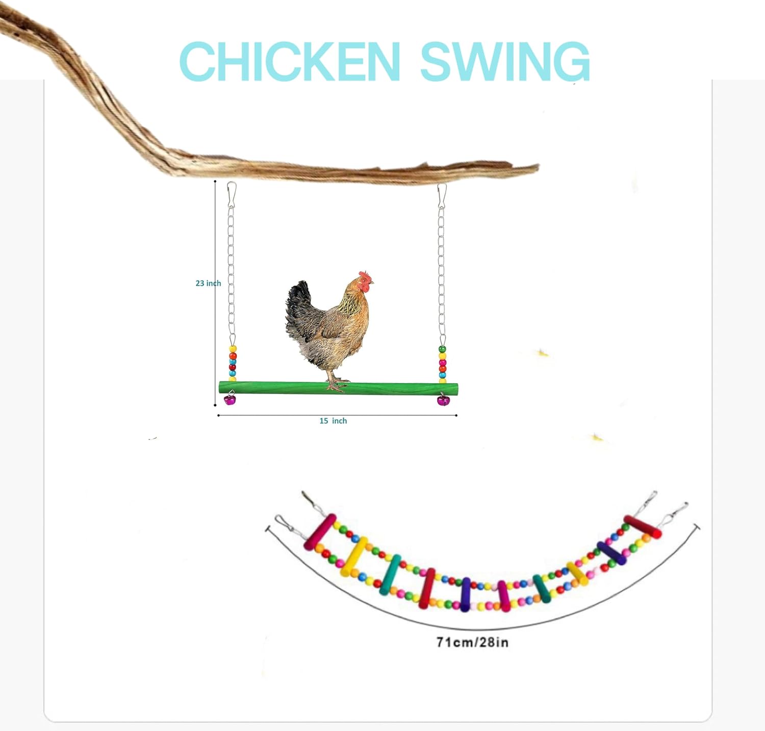 Chicken Toys for Coop Accessories，Chicken Chewing Toy Chicken Swing Hanging Feeder Chicken Xylophone Mirror Vegetable Fruits Skewer for Hens Chick Bird Parrot（A）