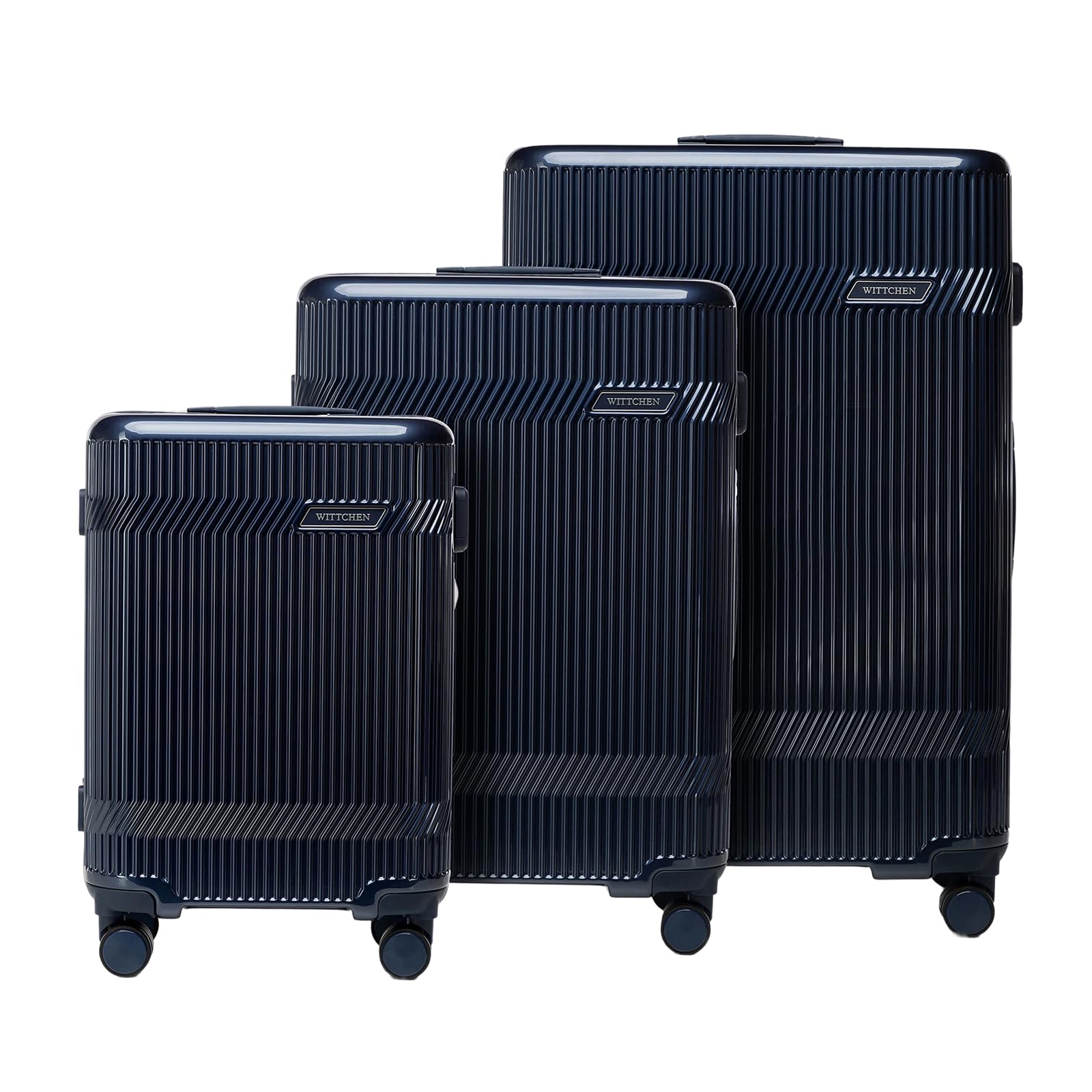 WITTCHEN Set valigie in policarbonato Gloss Line | set di valigie rigide con 4 ruote | Blu Navy