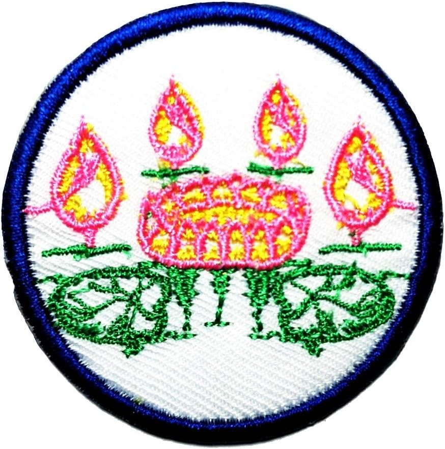 Pink Lotus Blossom Flower Plant Embroidered Sew on Iron on Patch for Clothes Backpacks T-Shirt Jeans Skirt Vests Scarf Hat Patch Circle Design (Lotus Flowers)