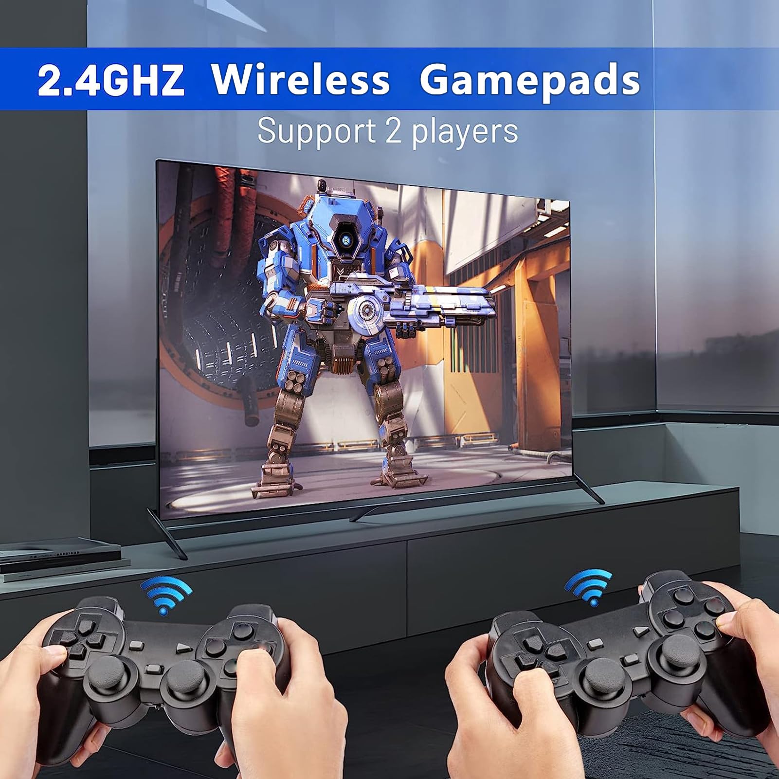 Whatsko Console per Video, 2 Controller Wireless, Plug and Play con Uscita 4K HD per TV, Computer e Proiettore, Regalo per Familiari e Amici
