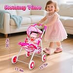 Baby Doll Set with Stroller, Interactive Doll & Accessories for Girls | Baby Doll Care Playset with Stroller, Realistic Doll, High Chair, Clothes, Pretend Play Toy Gift for Girls Ages 3-8