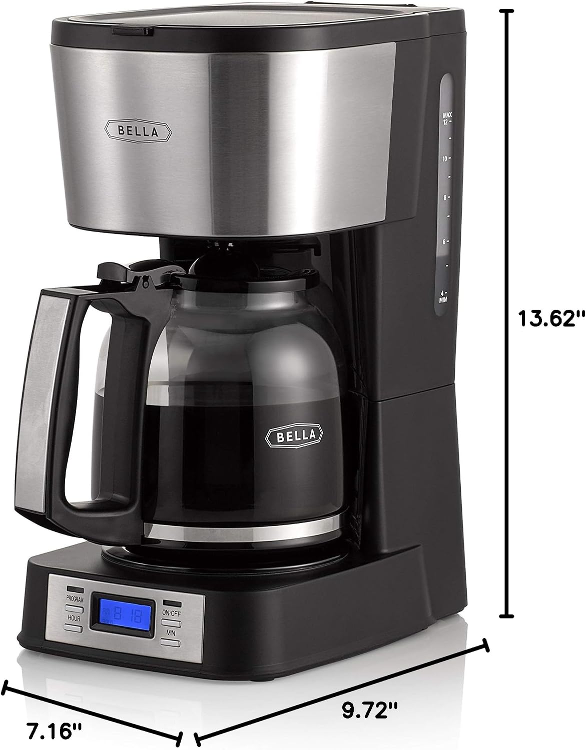 Dimensions of BELLA coffee maker