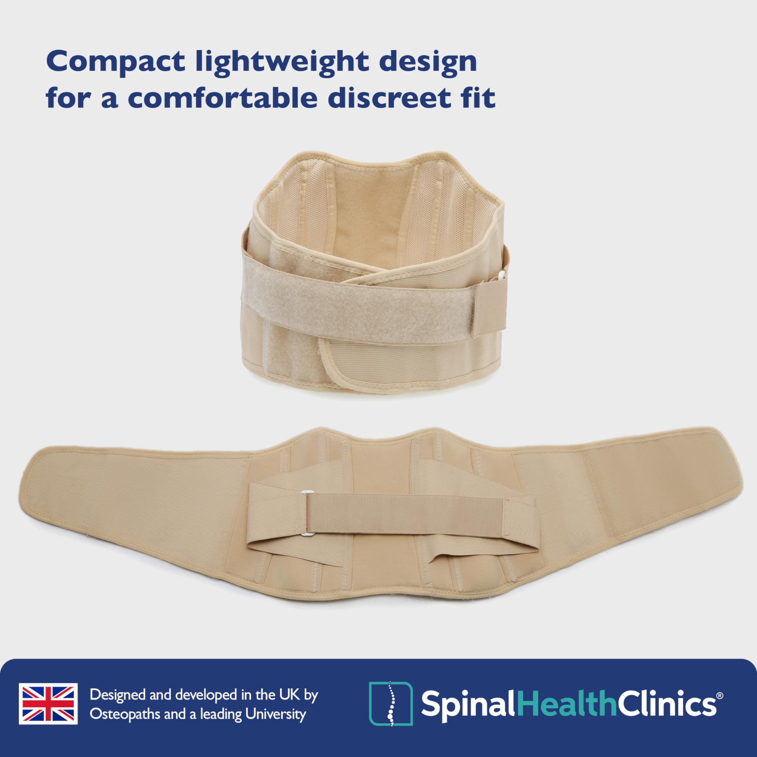 Spinal Health Clinics®, cintura di supporto lombare, correttore posturale per uomini e donne, supporto lombare per la colonna vertebrale, tutore per alleviare il dolore alla schiena, cintura di