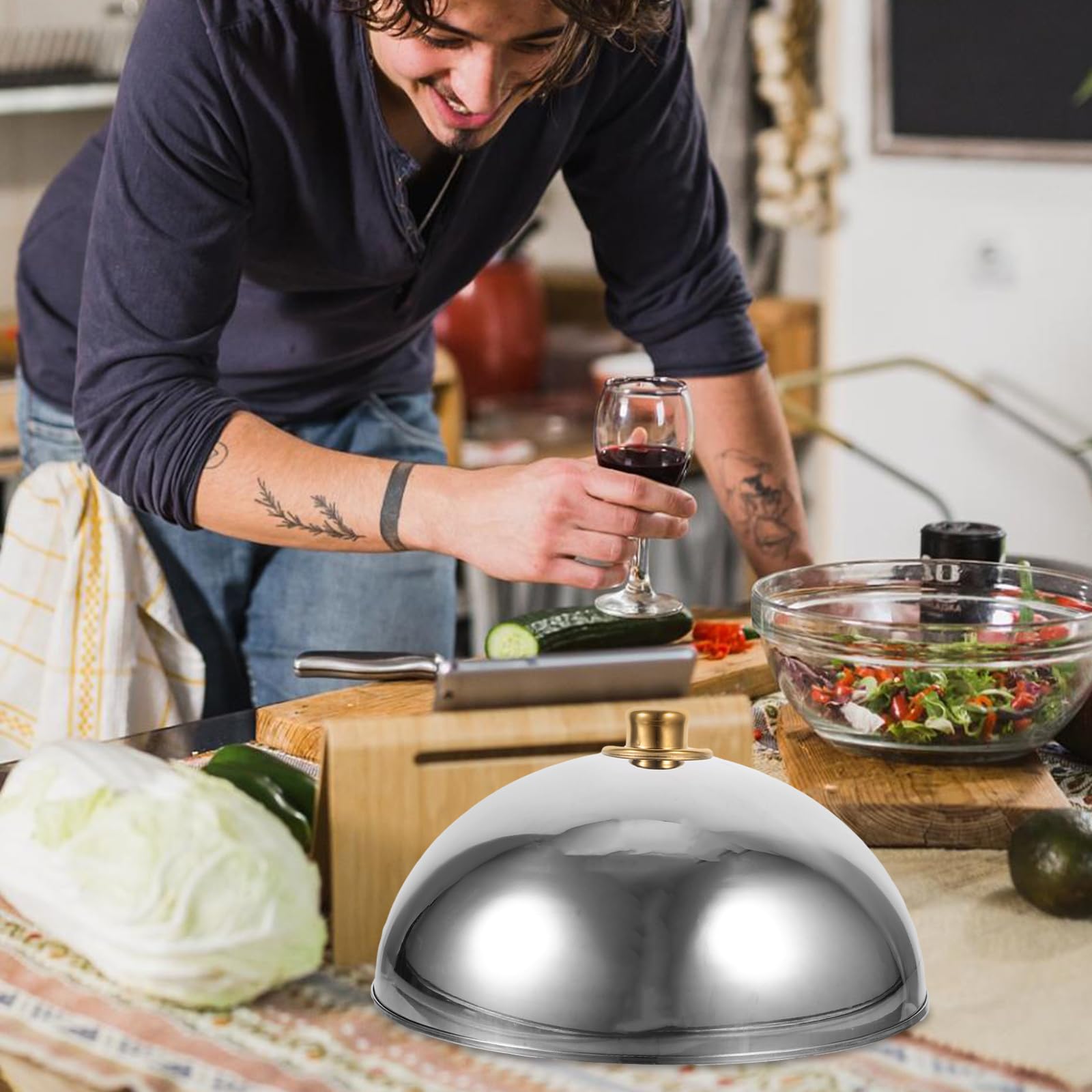Yardwe Couvercle Alimentaire Ronde Acier Inoxydable Pliable - Protection Insectes & Éclaboussures Couvercle Cuisine Insectes Yardwe Couvercle Alimentaire Ronde Acier Inoxydable Pliable - Protection Insectes & Éclaboussures Couvercle Cuisine Insectes