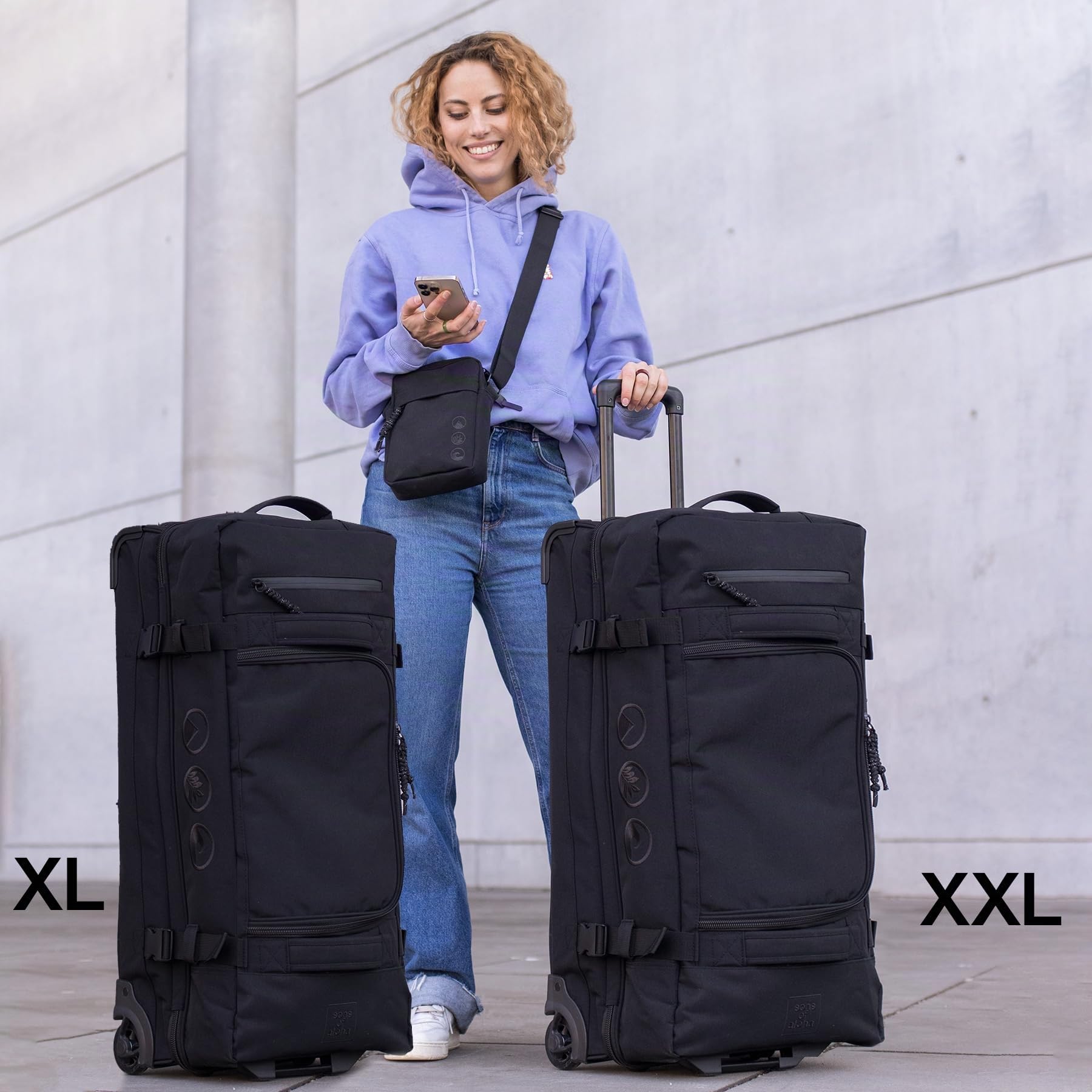 Borsa da viaggio sostenibile PET riciclato KANE │ valigia sportiva trolley da viaggio uomo donna, da PET riciclato │ bagaglio resistente con 2 ruote XL-120l fatto a mano