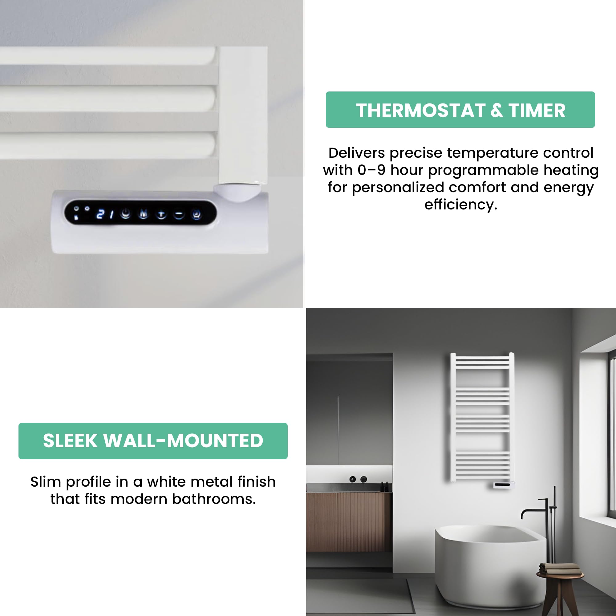 Eurom Sani-Towel 750 White Badezimmerheizung, 750W, Thermostat, Überhitzungsschutz, weiß (352474)