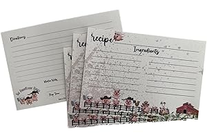 PiggysStone Ranch Notecards 4x6 - Whimsical Farm-Themed Recipe Cards for Every Occasion