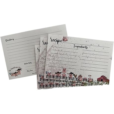 PiggysStone Ranch Notecards 4x6 - Whimsical Farm-Themed Recipe Cards for Every Occasion