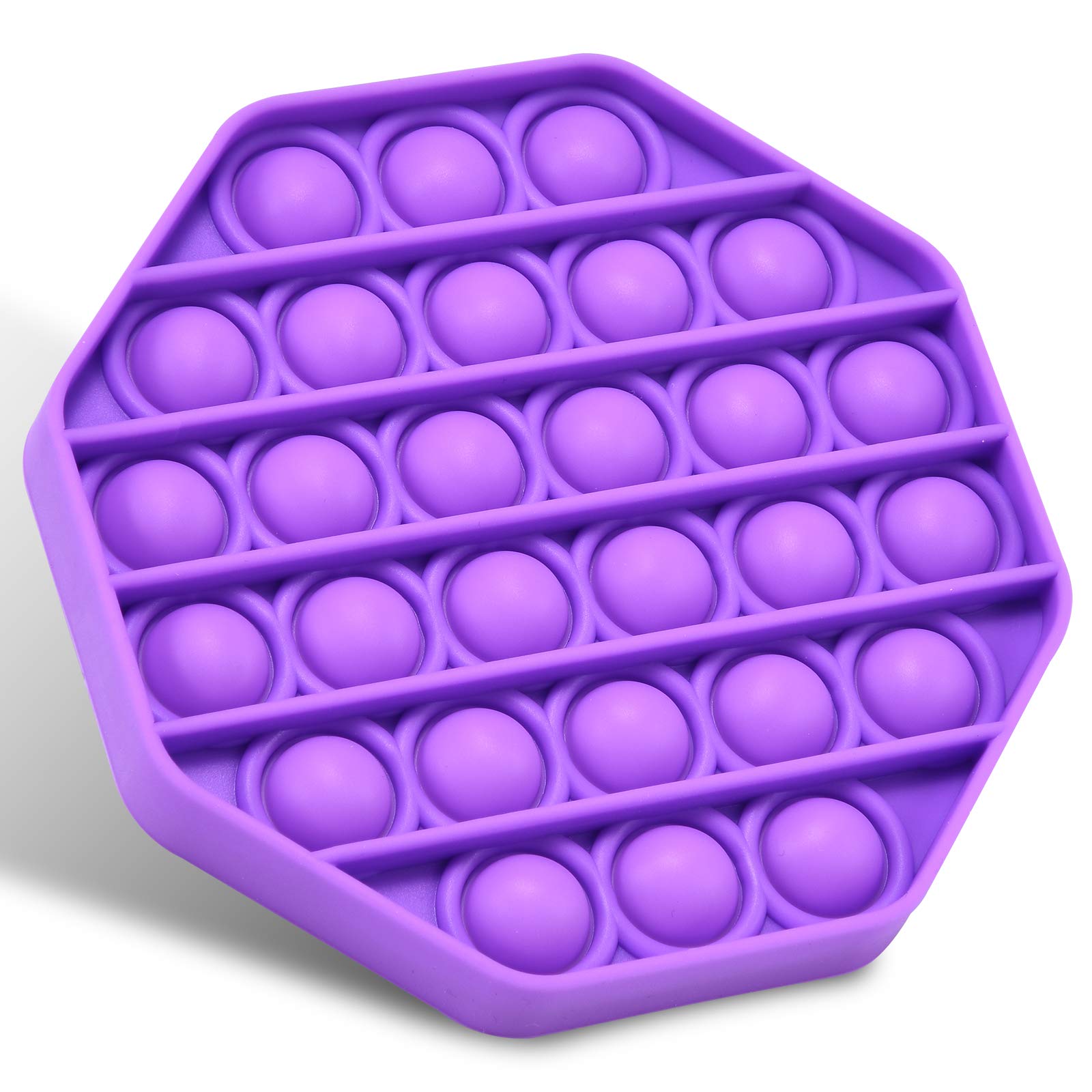 Pop Pop Bubble Sensory Fidget Toy,Autism Special Needs Stress Reliever Silicone Stress Reliever Toy,Squeeze Sensory Toy (Octagon，Purple)