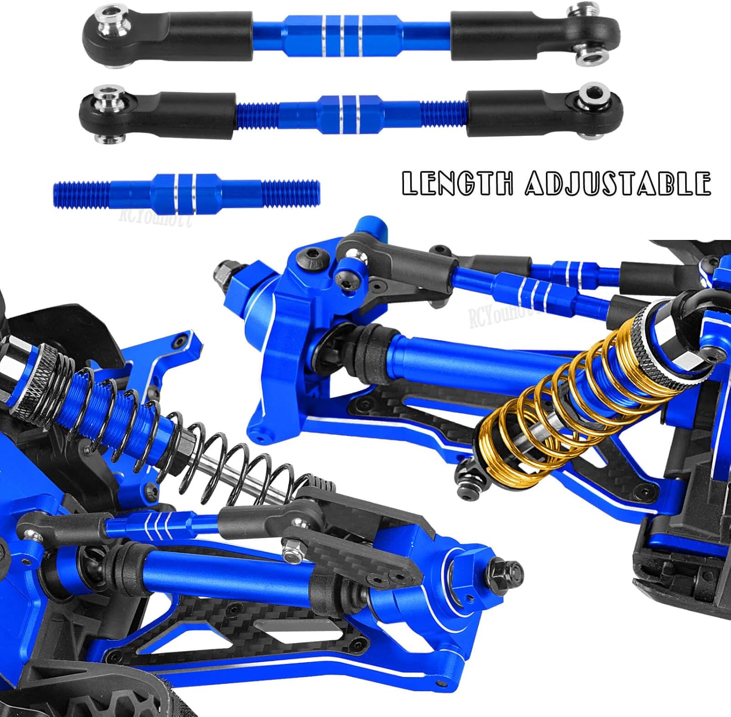 RC Suspension A Arms/Steering Blocks/Hub Stub Axle Carriers/CVD Drive Shaft Axles Driveshaft/RC Shocks/Turnbuckles Camber Links Upgrade Parts for 1/10 Big Rock 4X4 V3 3S BLX,Navy Blue