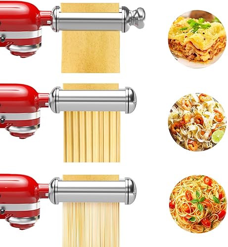 Miniatura 1 de Máquina de pasta para accesorios y accesorios de ayuda de cocina, 3 piezas de accesorios de pasta para mezcladores Kitchenaid, rodillo de hoja de