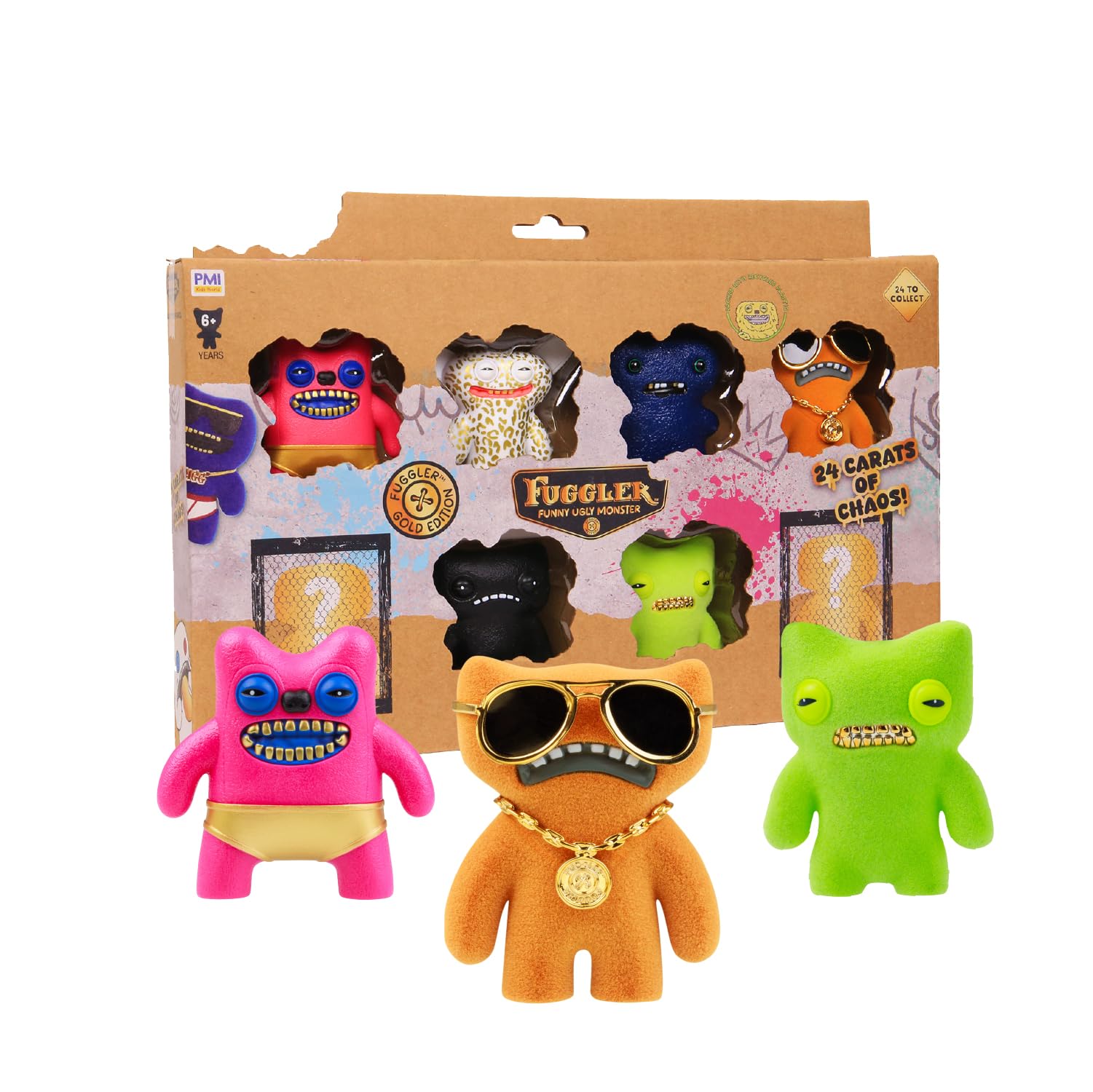 Fuggler Gold Edition Collectible Figures 8 Pack Deluxe Box Mystery Characters 24 Styles Rare Ultra Rare Hidden Figures Official Toy A