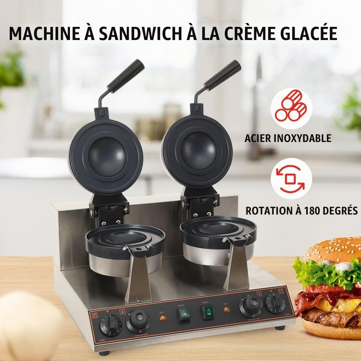 Machine à Hamburger Commercial, Rotatif UFO Burger Maker Machine à glace