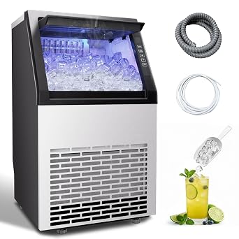 Erivess 100lbs/24H Commercial Ice Maker Machine with 18-33lbs Ice Storage