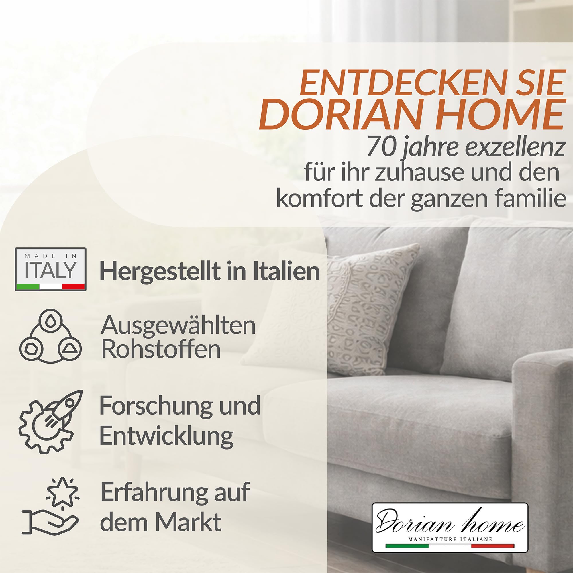 Dorian Home Bettwäsche Set 135x200 cm 100% Baumwolle - 1 Bettbezug 135x200 + 1 Kissenbezug 80x80 cm - Made in Italy (Sambuco Haselnuss, 2 Teilig | 135x200 cm + 80x80 cm)