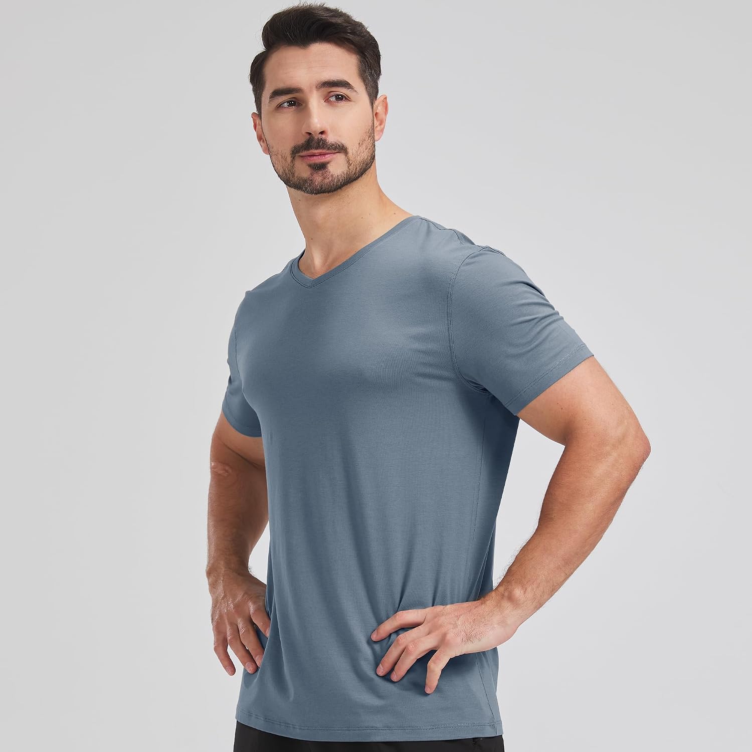 netdraw Men's V-Neck Bamboo Viscose Cotton Pajama Top | Ultra-Soft, Moisture-Wicking, Lightweight, Cooling, Sleep Short Sleeve, Lounge Casual T-Shirt