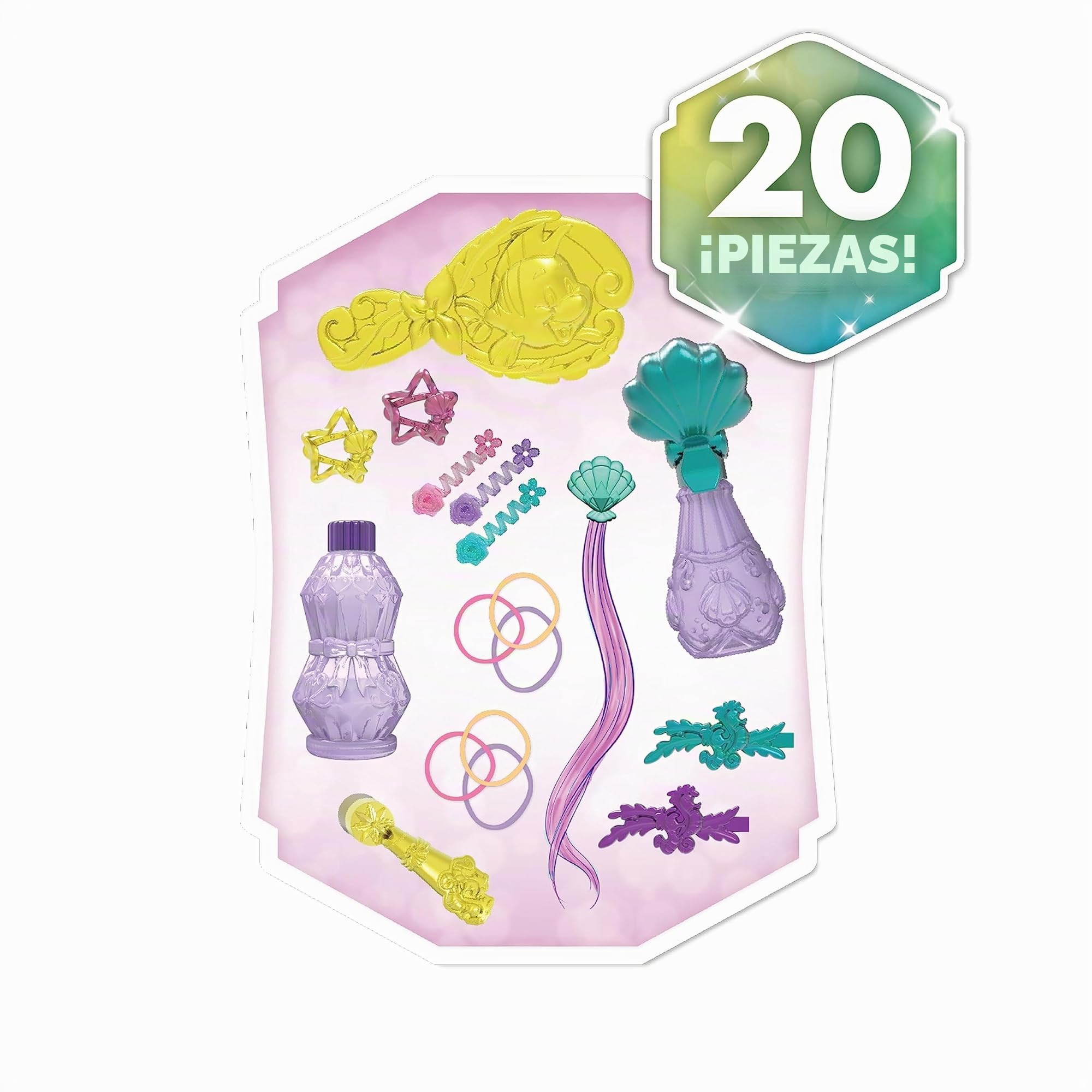 Just Play Cabeza para Peinados Princess Shimmer SPA Ariel de Disney de 20 cm, 20 Piezas, Cabello pelirrojo, Juego de simulación, Juguetes para niños a Partir de 3 años