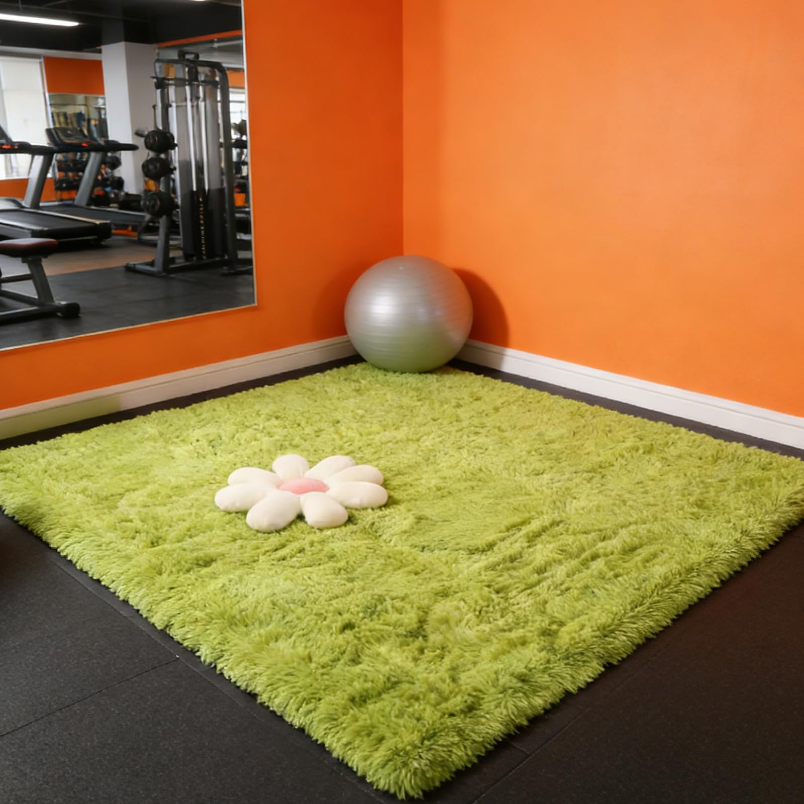 Tapis de chambre ado grand format 300 x 320 cm, tapis de salon shaggy à poils longs lavable