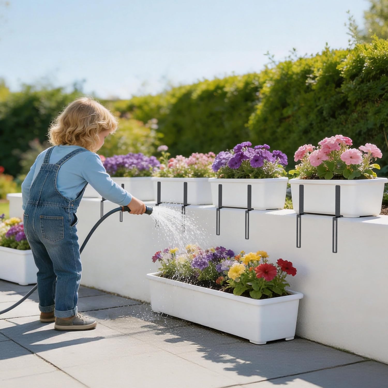 Set di 6 supporti per fioriere a forma di H, supporti per vasi da balcone senza fori Adatti per ringhiere da balcone da 1,5 a 32 cm e fioriere da 15 a 23 cm, supporto per fioriere per ringhiere