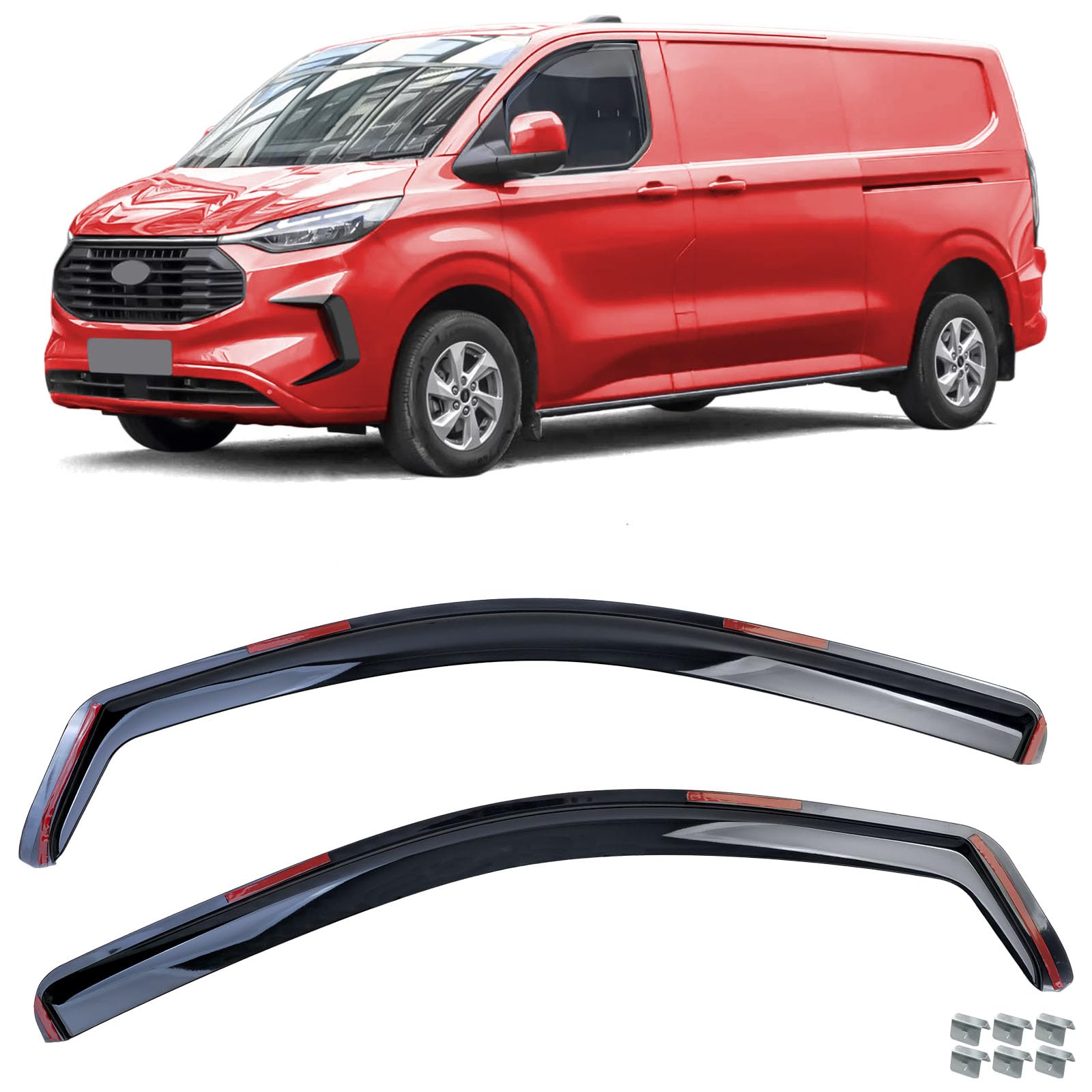 Windabweiser Regenabweiser Schwarz für Ford Tourneo Transit Custom ab 2023