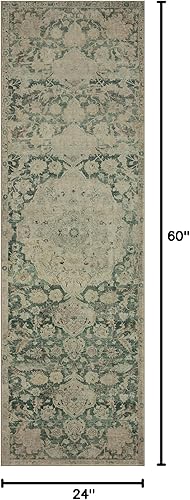 Miniatura 2 de Loloi Magnolia Home by Joanna Gaines x Sinclair SIN-05 Collection - Alfombra decorativa lavable a máquina, color jade y arena, 2 pies 0 pulgadas x 5