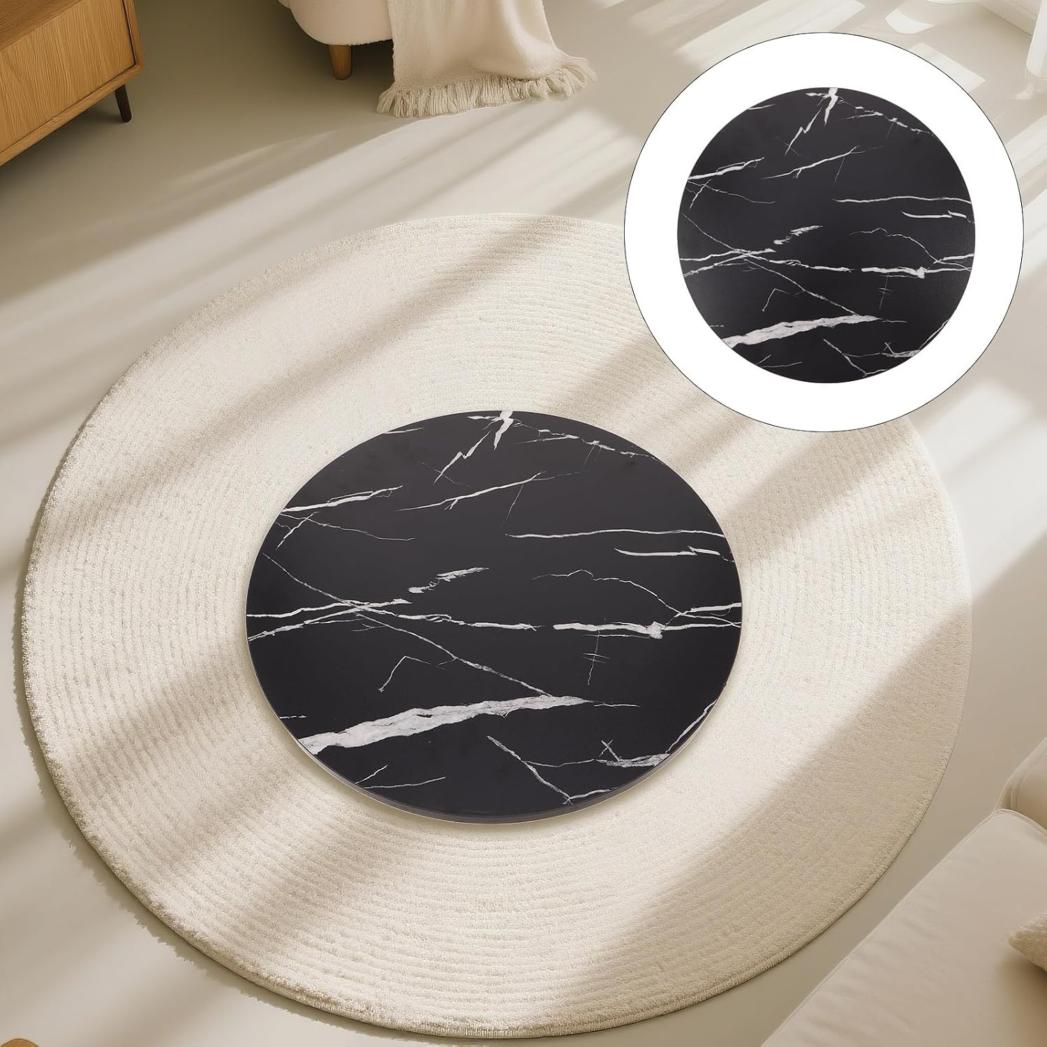 LOGOFUN Round Table Top Replacement Small Bistro Coffee Surface for Kitchen Living Room Dining Outdoor Patio Desk 40cm