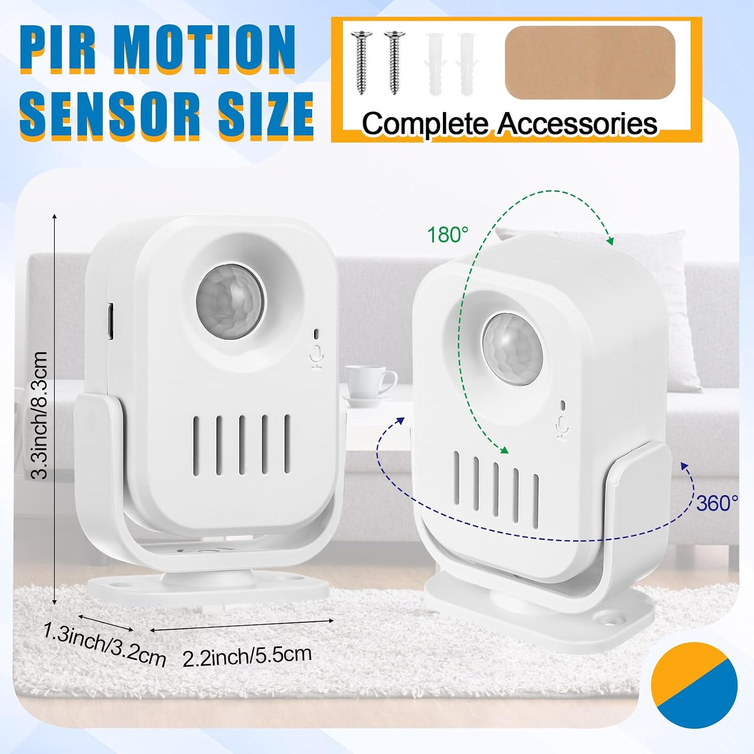 Relaxweex 4 Pcs Recordable PIR Infrared Motion Sensor Activated Voice Motions Sensor Detector Welcome Doorbell Speaker Motion Sensors Door Chime Alarm Multiple Sounds Player for Play Speech
