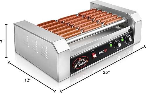 Miniatura 8 de Olde Midway, máquina de cocción eléctrica para 18 perros calientes en 7 asadores giratorios, de 900 Watts, de calidad comercial