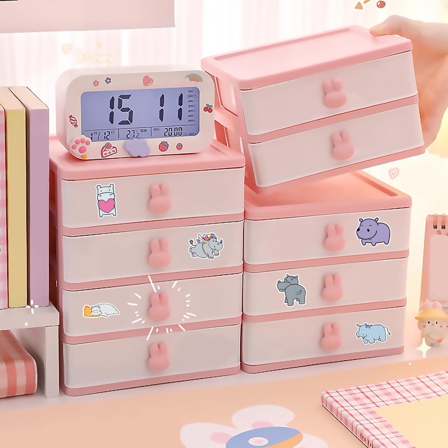 50Pcs Cute Hippo Stickers, Funny Hippopotamus Waterproof Sticker for Kids Teens Adults, Zumkjde Cartoon Hippo Animal Decorative Water Bottles Laptops Journal Graffiti Decals - Image 4