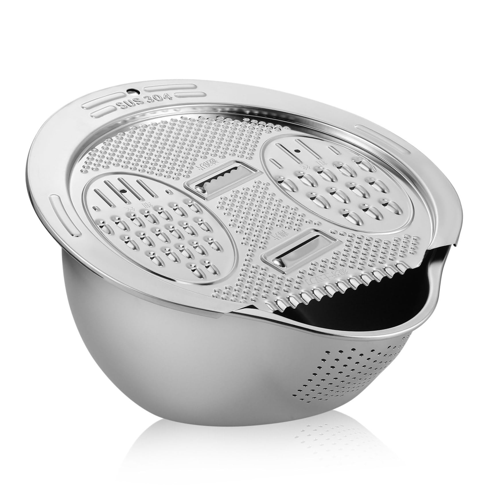 Luxshiny Colador Diseño Único Redondo de Acero Inoxidable para Lavar Arroz y Frutas Seguro y Fácil de Limpiar Gran Capacidad para Uso en Cocina Familiar