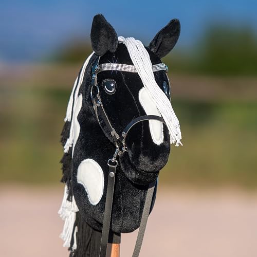 Hobby Horse A3 Black Diamond Pie with Sparkling Net - Black and White Stick Horse with Flood in Children and Teens - 6