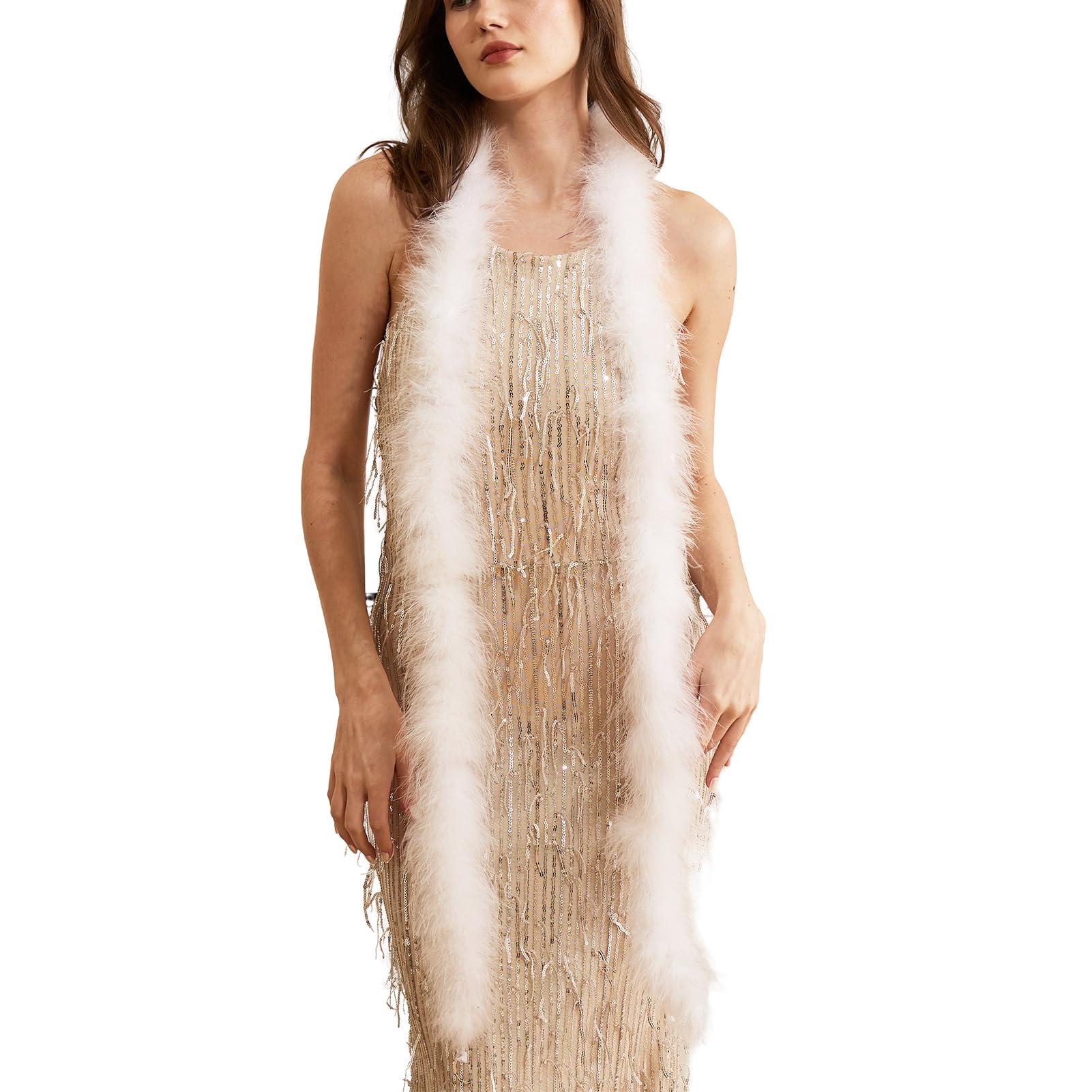 2 Yards 30g Fluffy Marabou Feather Boa for DIY Craft Sewing Trim Home Wedding Party Decoration-White